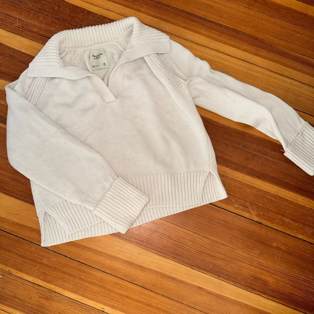 aerie Cream Collared Pullover Sweater - Picture 2 of 2